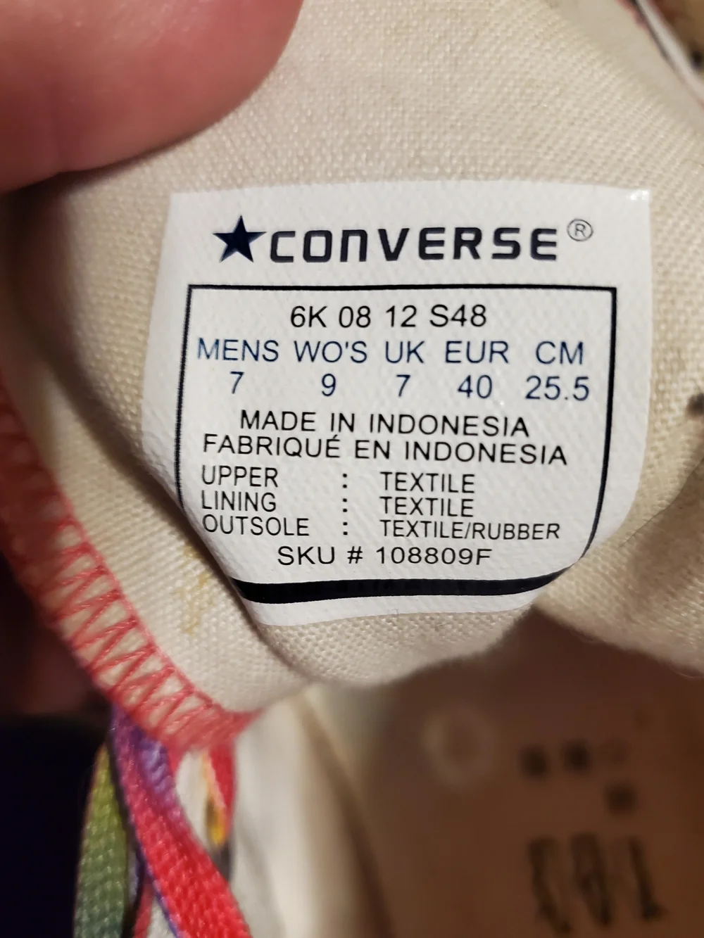 Converse Chuck Taylor High Top Sneakers - Red Canvas with Rainbow Laces Unisex - Picture 9 of 13